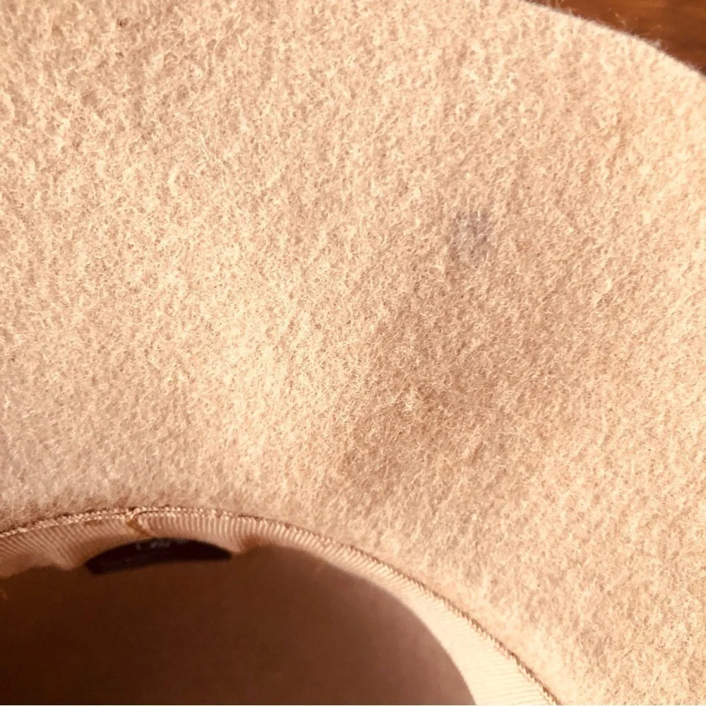 D&Y Wool fedora in camel color with grosgrain ribbon trim Style #HAPN1521 - Picture 10 of 12